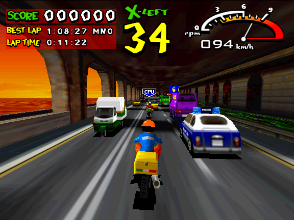 El siguiente gran éxito en 3D fue “Radikal Bikers”, de 1998, en el que un repartidor de pizzas que tenía que llegar a tiempo. Hay quien dice que el concepto es una copia de “Crazy Taxi” de  #Sega, pero no. “Radikal Bikers” salió antes.