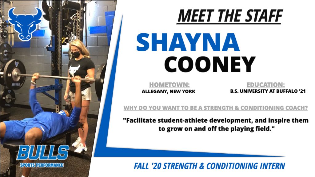 UB_Strength's tweet photo. #MeetTheStaffMonday Welcome Shayna Cooney to our UB Sports Performance staff as a Fall 2020 strength &amp; conditioning intern! #UBhornsUP 🤘🏻🔵💪🏻 https://t.co/CfQ9NVSRGd