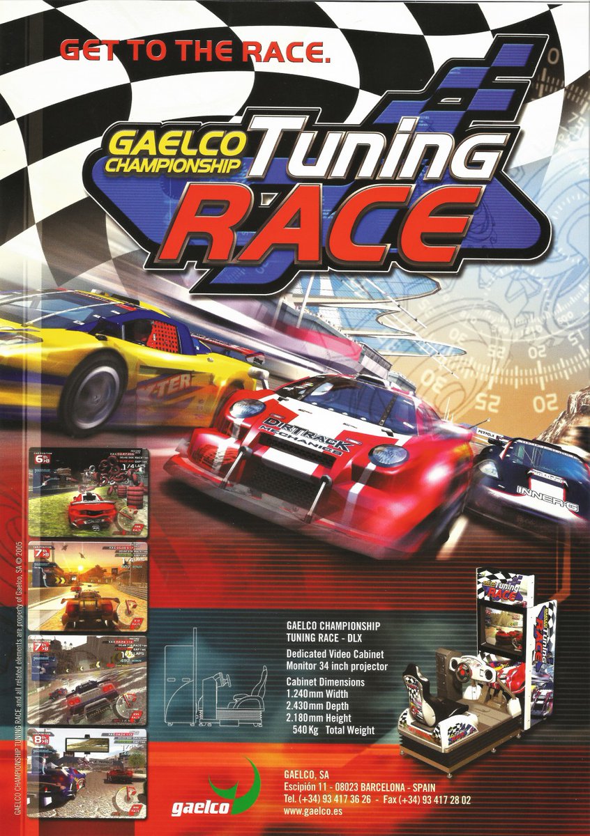 “Gaelco Championship Tuning Race”, de 2005, es el último desarrollo de Gaelco surgido en un momento de decadencia de los recreativos y cuando la empresa ya no podía asumir el desarrollo de más juegos.