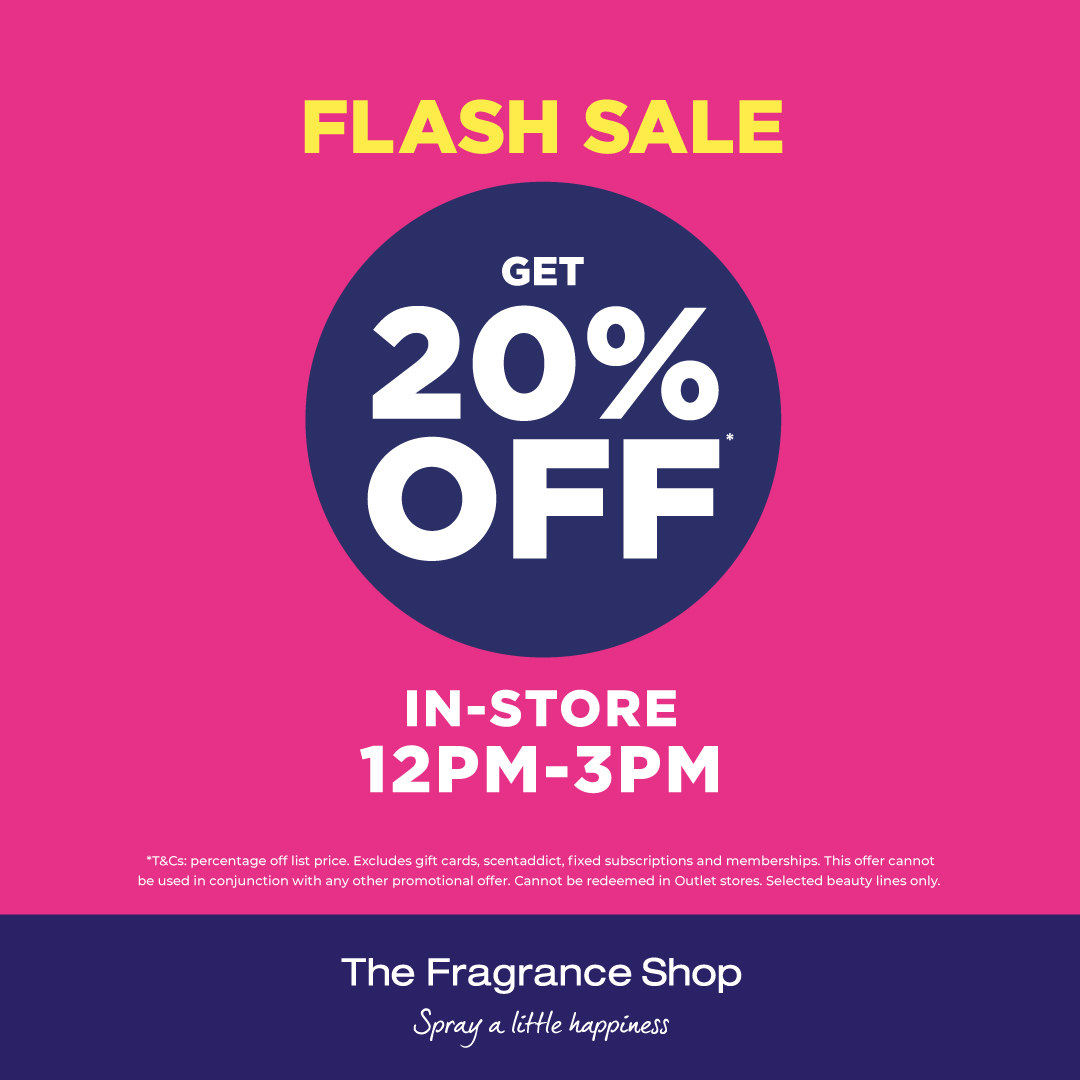 Flash sale now on instore at The Fragrance Shop between 12pm - 3pm today only. <a href="/FragranceShopUK/">The Fragrance Shop 💙</a>