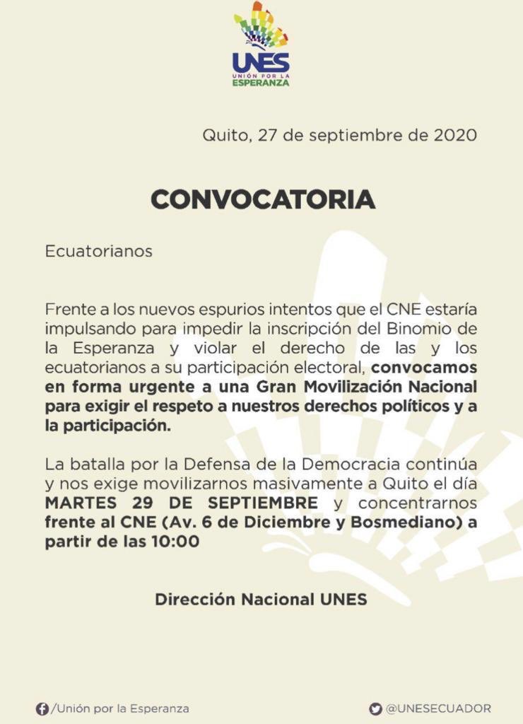Ante el persistente intento de vulnerar nuestro derecho a participar en la proxima contienda electoral la RESISTENCIA será nuestra postura, la VOZ será nuestra arma y la ESPERANZA será nuestro motor para continuar con esta lucha ! 
#BinomioDeLaEsperanza
#democracia
