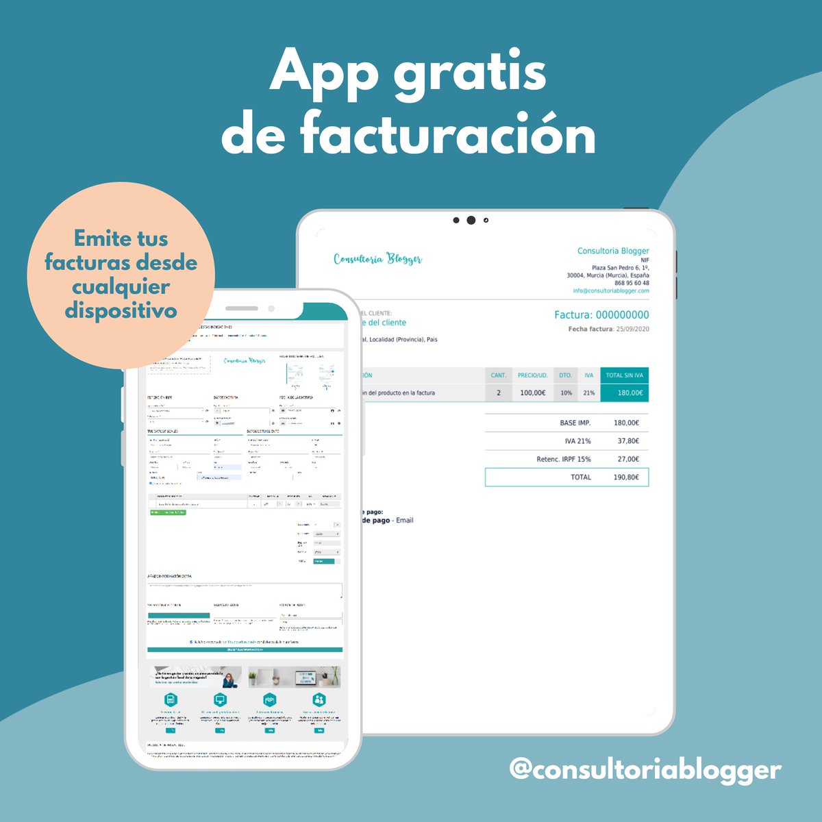 ConsultBlogger's tweet photo. #Appgratis para hacer tus facturas
https://t.co/K3yw1WYbIm https://t.co/2wEQbf7MVD