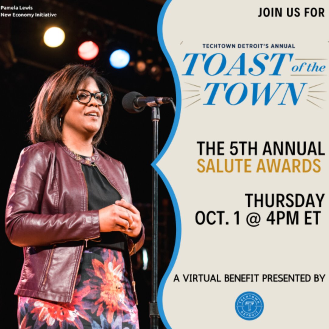NEIdetroit's tweet photo. In a year of challenges, we are honored that our Executive Director @PamintheDLewis is being recognized for her hard work on behalf of Detroiters. Please join us for @techtowndetroit's celebration of entrepreneurship October 1, 4-5 p.m. #TechTownToast2020  https://t.co/kWBLux3UiI https://t.co/giMi6bybhr