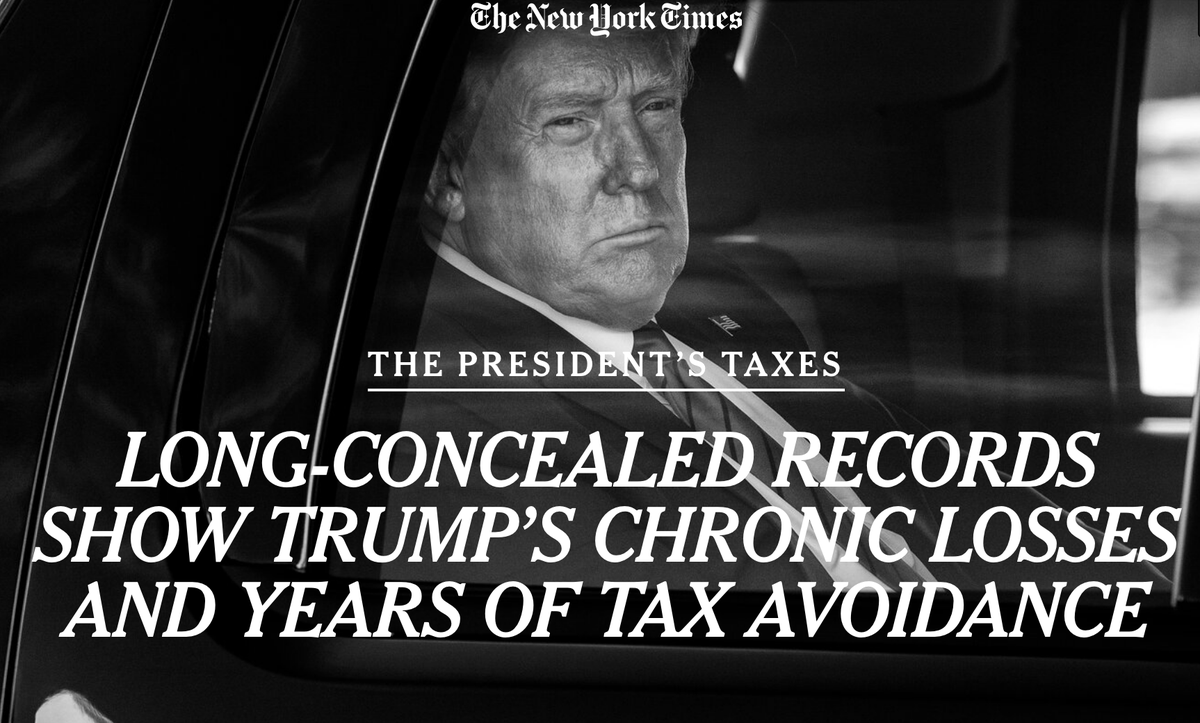 The New York Times coverage of Trump's failures and manipulation of his wealth and taxes was spectacular and showed just how fake the story of Trump's success is.Unfortunately, people have used that story to their own ends over and over again, putting us all in danger.2/