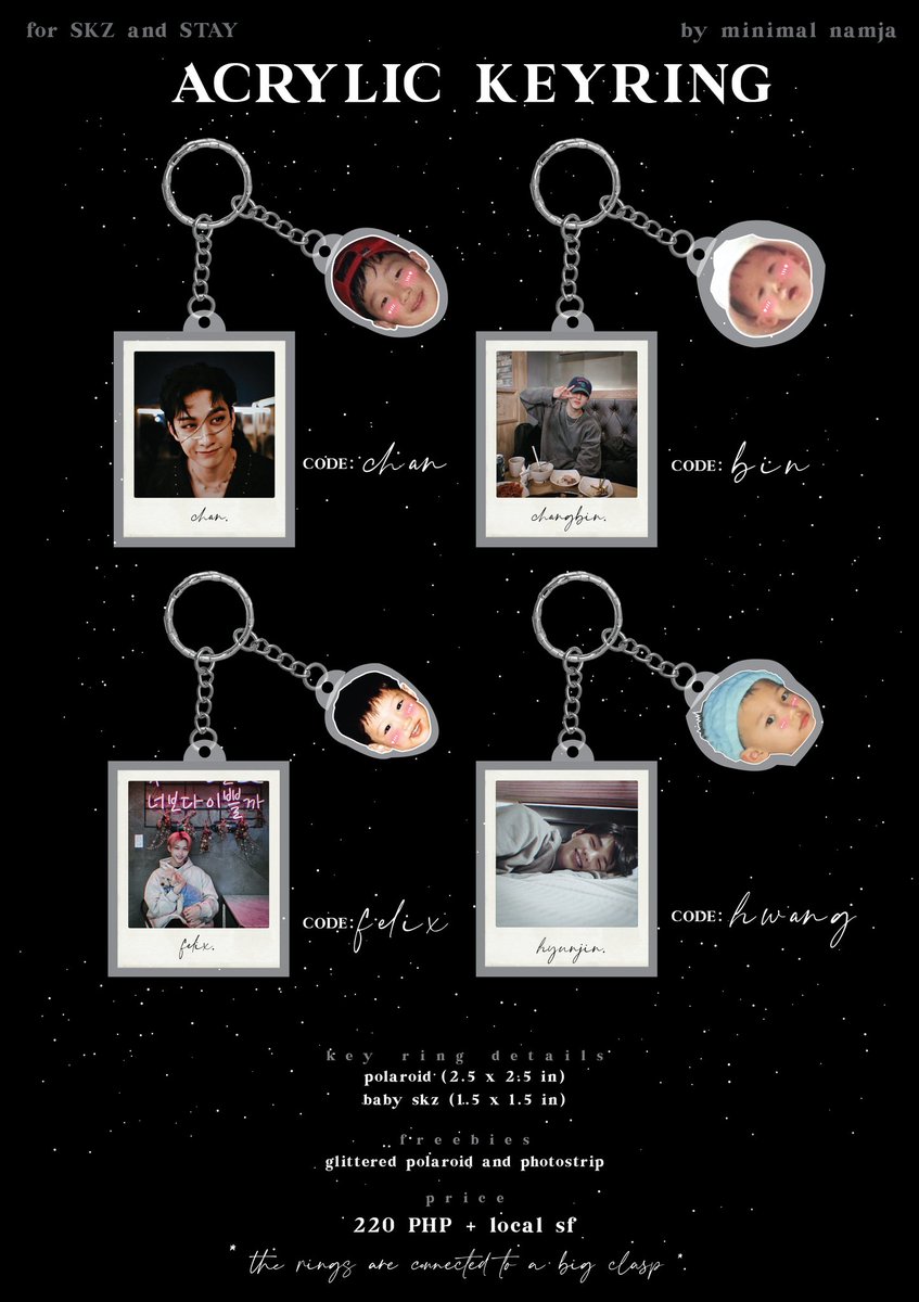 minimal_namja's tweet photo. #MN_collections

🌃SKZ ACRYLIC KEYRINGS🌃

PRICE: 220 PHP + local sf
Inclusions: Acrylic Keyring + freebies

DOO: 10/28/20
DOP: 10/30/20

💸BDO, GCASH, PAYMAYA, PAYPAL
📬https://t.co/P0LOTrmrWp

stray kids acrylic key ring keyring https://t.co/F8gGXZrtnC