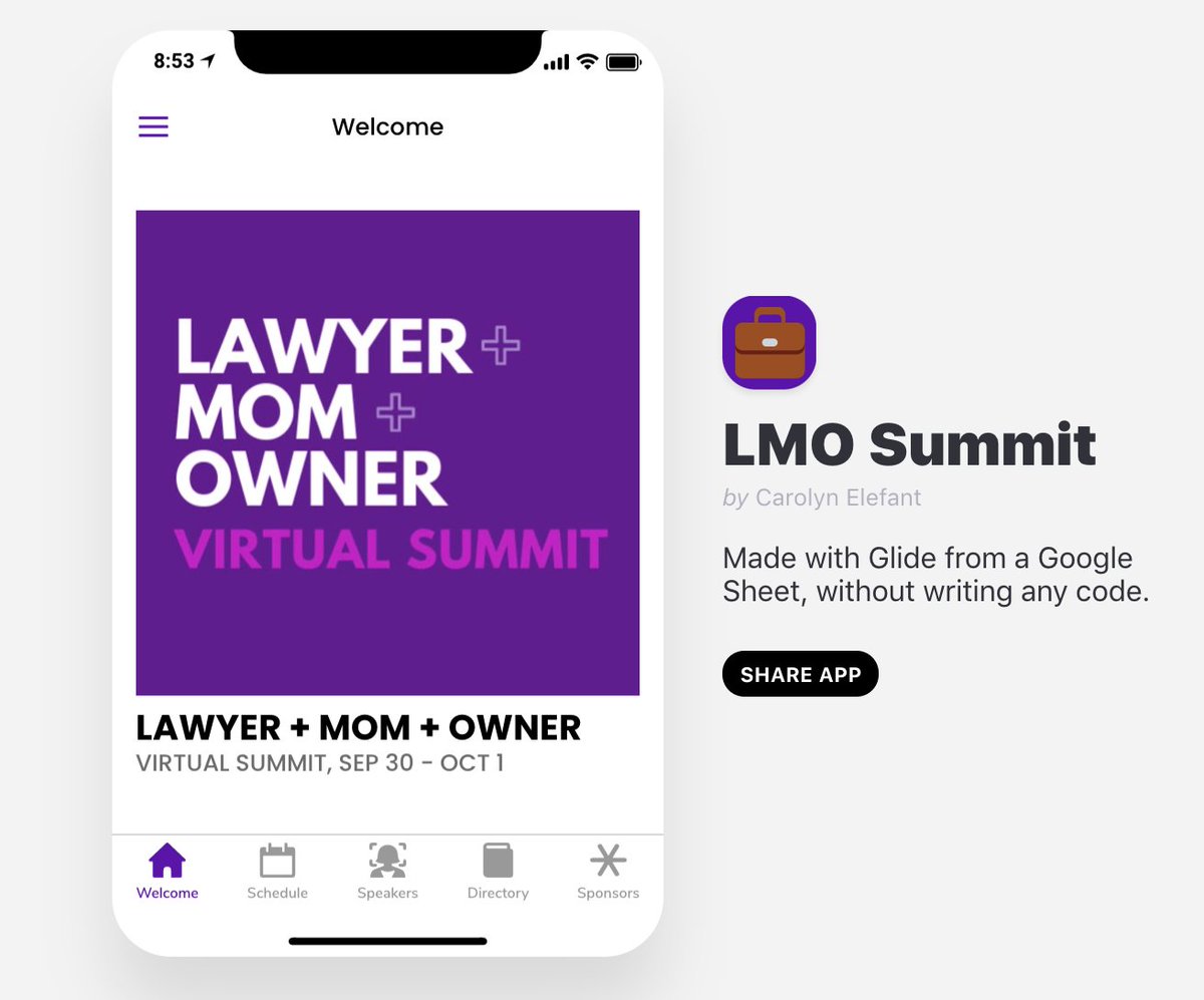 Step 7: Make it pretty! So easy to create this cool little app. Hope you can join at Lawyer Mom Owner Summit to see it in person. Sep. 30-Oct. 1 - still time to register!
