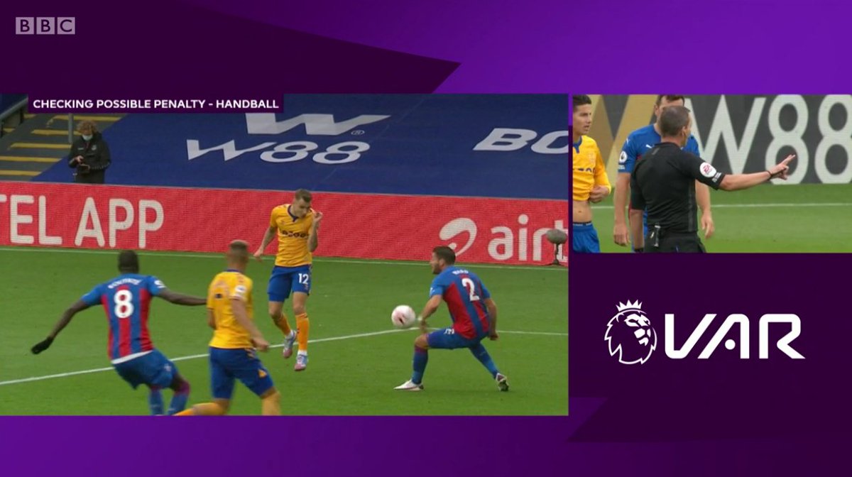 The other penalties awarded in the PL for handball:Maupay - arm above the shoulder Ward - arm out from the bodyDier - arm above the shoulderI'd say of the six the Ward penalty was the closest. As explained, Maupay/Dier now considered an automatic offence.