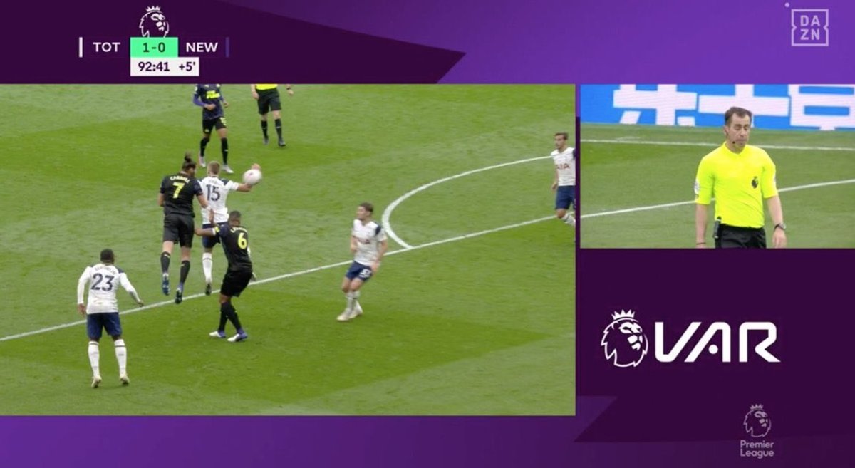 The other penalties awarded in the PL for handball:Maupay - arm above the shoulder Ward - arm out from the bodyDier - arm above the shoulderI'd say of the six the Ward penalty was the closest. As explained, Maupay/Dier now considered an automatic offence.