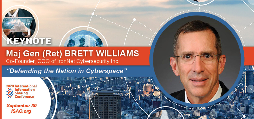isao_so's tweet photo. In 2 DAYS, our #IISC2020 Keynote Speaker, General Williams, will provide his unique insights into how #informationsharing &amp; a collective defense approach are fundamental to defending the Nation in cyberspace. Register for this #virtualconference at https://t.co/tFoGv317j2. #cyber https://t.co/CNwGSOmdh9