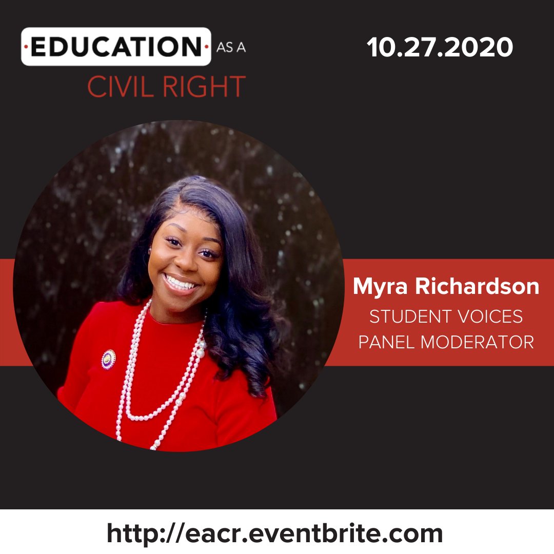 <a href="/NewSchoolsBR/">New Schools for BR</a> is excited to welcome back <a href="/moveswithmyra/">Myra Richardson</a> as the 2020 panel moderator for the Student Voices panel for the second annual Education as a Civil Right convening on October 27. 
Sign up for this event in the link below: 
eacr.eventbrite.com

#EACR #SchoolChampions