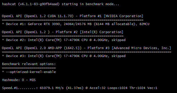 Chick3nman512's tweet image. The #TITAN Killer! First @hashcat benchmarks on the @NVIDIAGeForce #RTX 3090! This is the fastest single GPU ever benchmarked! With an incredible 1.1MH/s WPA2, 121GH/s NTLM, and 96kH/s BCRYPT. Full benchmarks posted here(credit: blazer): gist.github.com/Chick3nman/e4f…
