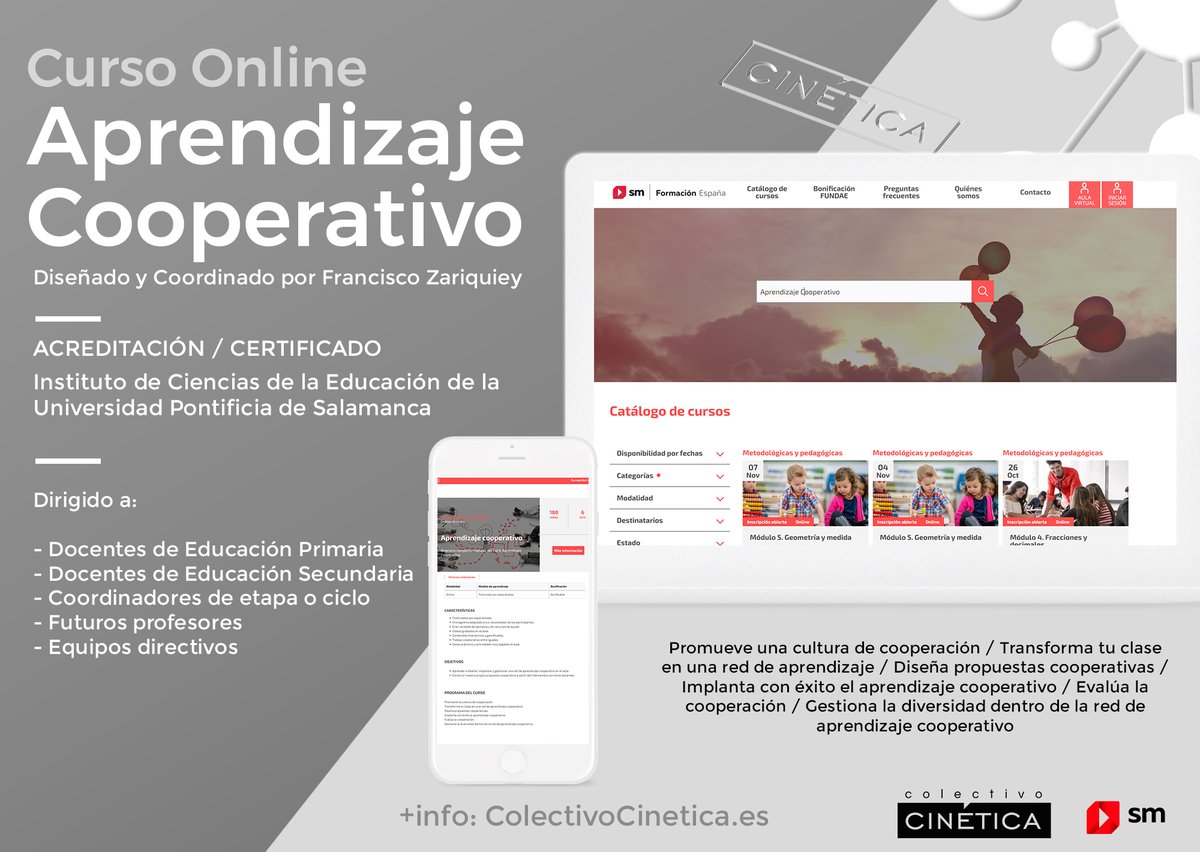 CURSO ONLINE DE APRENDIZAJE COOPERATIVO

Os presentamos el curso online de aprendizaje cooperativo de Colectivo Cinética y SM Formación.

Ampliar Información: colectivocinetica.es/curso-online-d…
