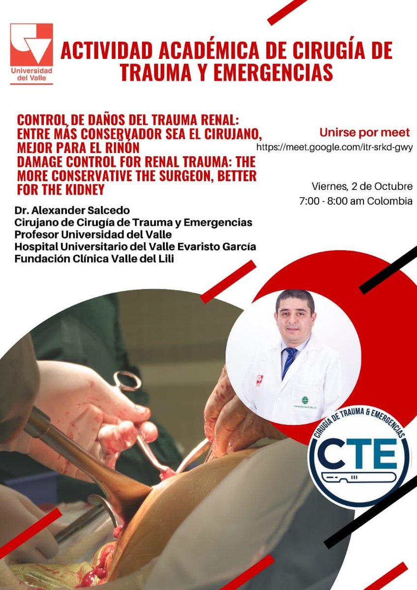 Next Friday we invite you to continue talking about Damage Control. “Damage Control for renal trauma: the more conservative the surgeon, better for the kidney”  <a href="/Me4Education/">SoMe4SurgicalEducation</a> <a href="/Me4Trauma/">SoMe4Trauma</a> <a href="/ascolcirugia/">AsColCirugía</a> <a href="/me4_so/">SoMe4Surgery</a>  #SoMe4Trauma #SoMe4Surgery #MedTwitter #traumasome <a href="/DCROrganisation/">Damage Control Resuscitation (DCR)</a>