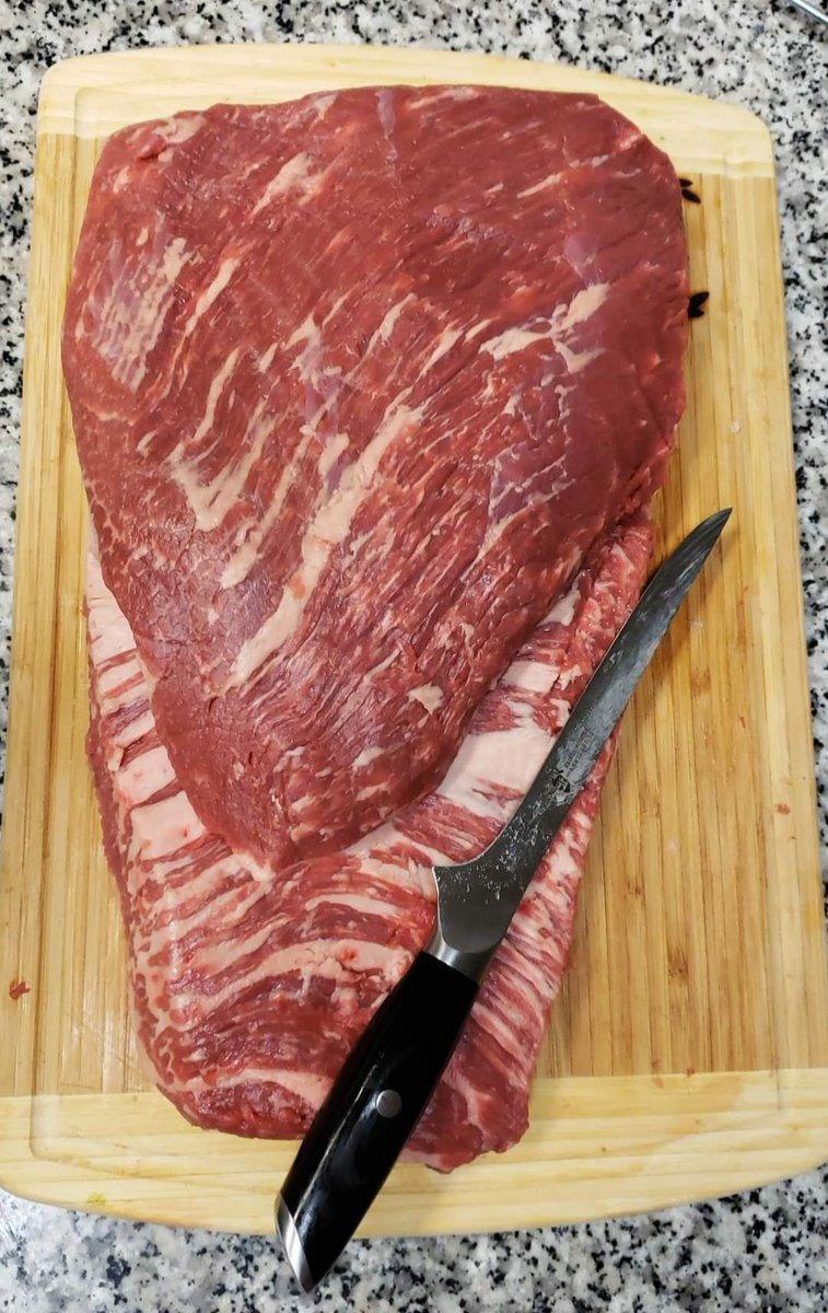 chinaecho8's tweet image. Before &amp;amp; After. 
Practice trimming on full packer brisket, separating the point from the flat. 
Definitely need more practice! 
TUO Cutlery Falcon Series 7" boning knife made for quick work.
#Brisket #Trimming #BrisketTrim #Flat #Point #FullPacker #Beef #BBQLovers #BBQLife