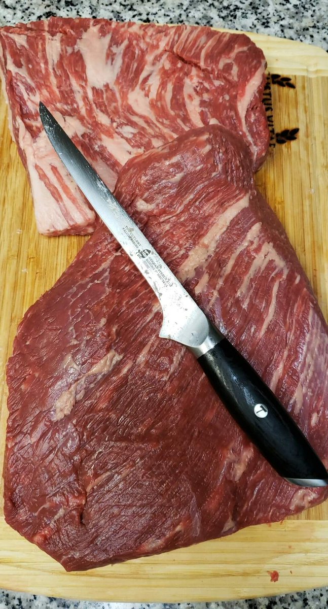 chinaecho8's tweet image. Before &amp;amp; After. 
Practice trimming on full packer brisket, separating the point from the flat. 
Definitely need more practice! 
TUO Cutlery Falcon Series 7" boning knife made for quick work.
#Brisket #Trimming #BrisketTrim #Flat #Point #FullPacker #Beef #BBQLovers #BBQLife