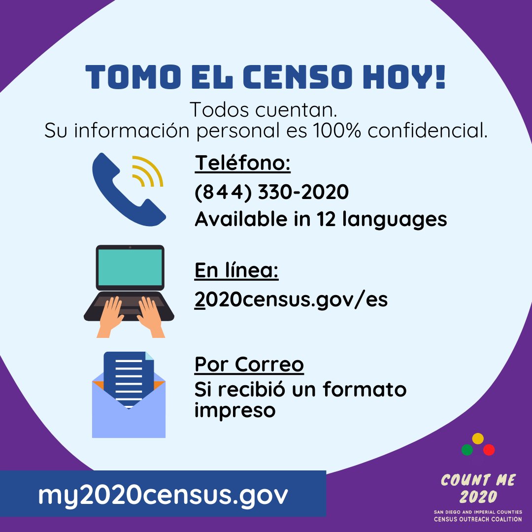 countme2020's tweet photo. 2 DAYS LEFT to be counted in the #2020census. Remember, there is NO citizenship question on the census and your answers are CONFIDENTIAL.  Will you call 2 friends today to make sure they've been counted? 

Be counted today: https://t.co/97jGiFBfu9. 
#everyonecounts #countme2020 https://t.co/UlltzfXKea