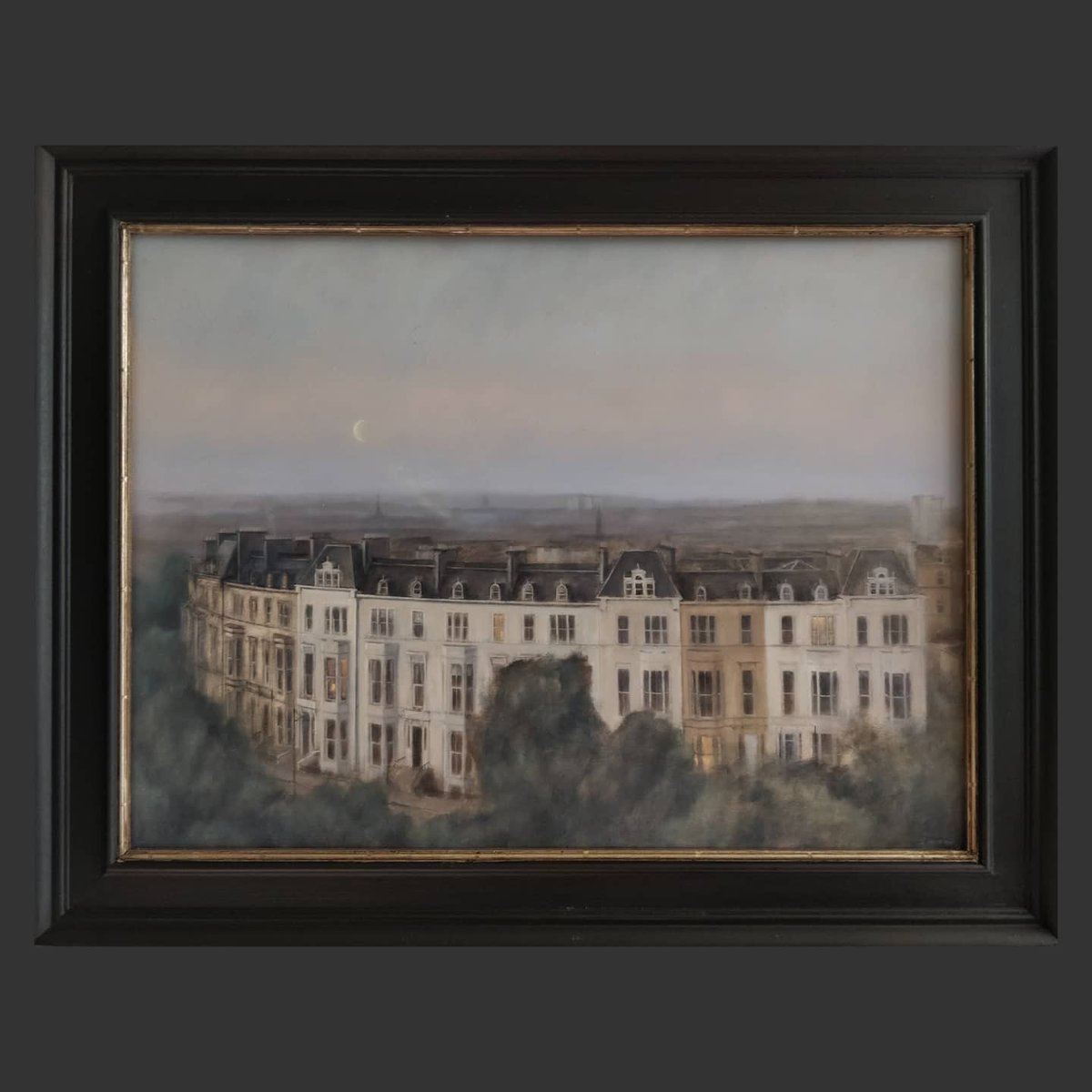 'Crescent moon' - Framed  #oilpainting #glasgow #glasgowwestend #parkcircus @GlasgowWEToday