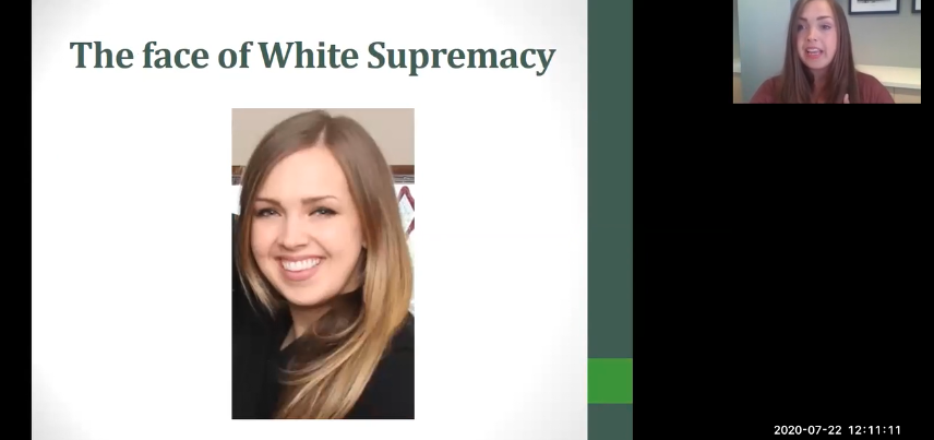 The presenter of the webinar calls herself a face of white supremacy. So.....why are we listening to her, exactly?