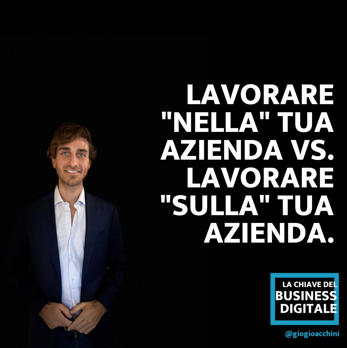 AZIENDA e CRESCITA

C'è una grande differenza tra lavorare "NELLA" tua azienda e lavorare "SULLA" tua azienda. 

Leggi qui: linkedin.com/pulse/lavorare…

#entrepreneurship #digital #business #strategy