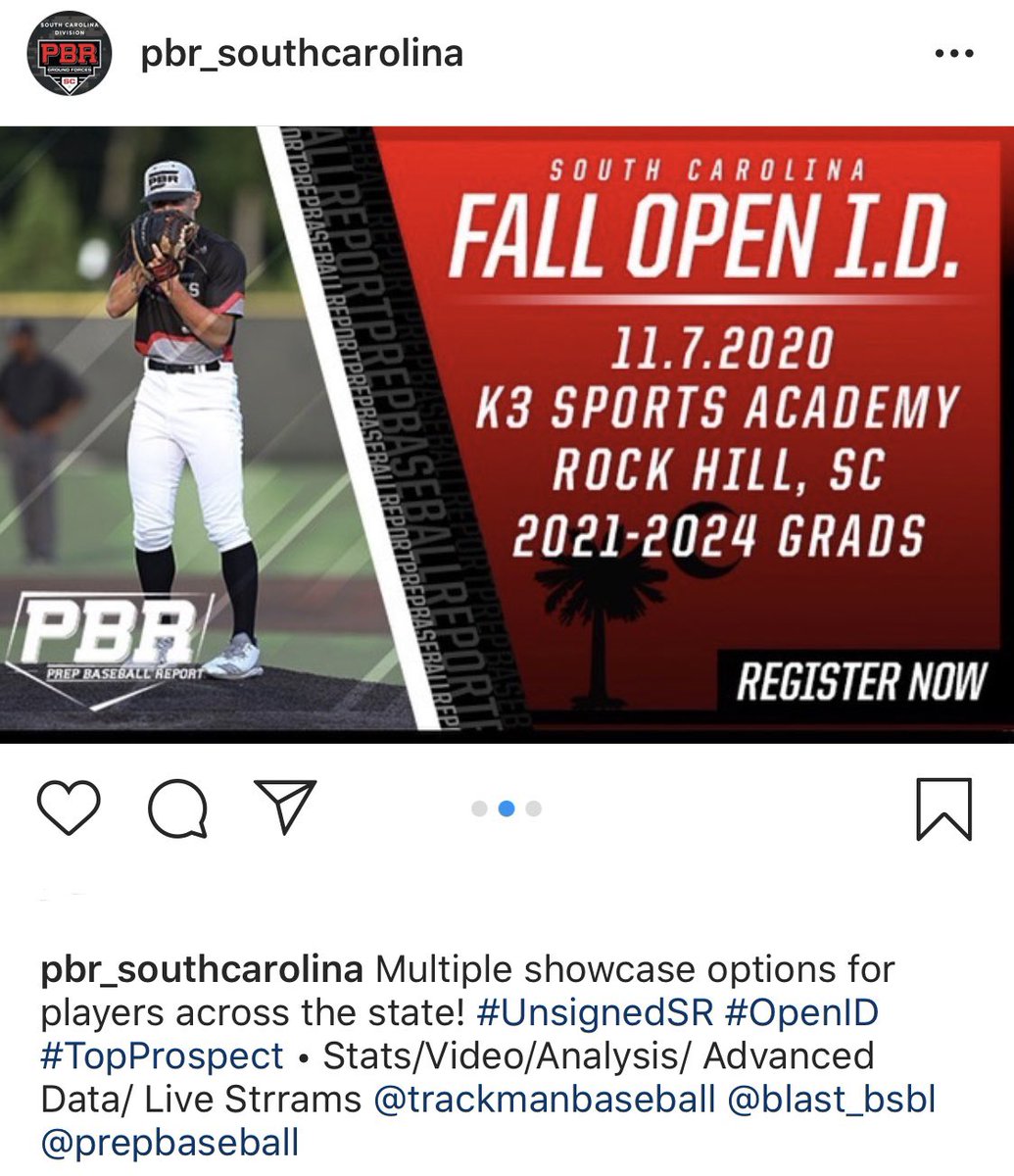 k3sportsacademy's tweet photo. Great opportunity to get in PBR’s National Database or update a current one.  Also to get a 👀 at the new @k3sportsacademy in Rock Hill SC #BeSeen https://t.co/EKhbMK0hLO