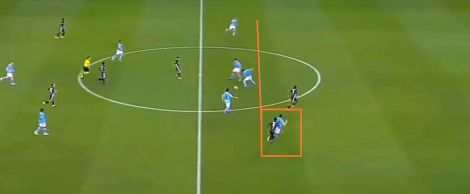 City vs Lyon - Champions League The picture explains itself! Although Laporte was tripped slightly, there was no need to cover Dembele who's obviously quicker than him and is miles ahead of the rest, City try to play a offside trap and again one man in defence messes it up.