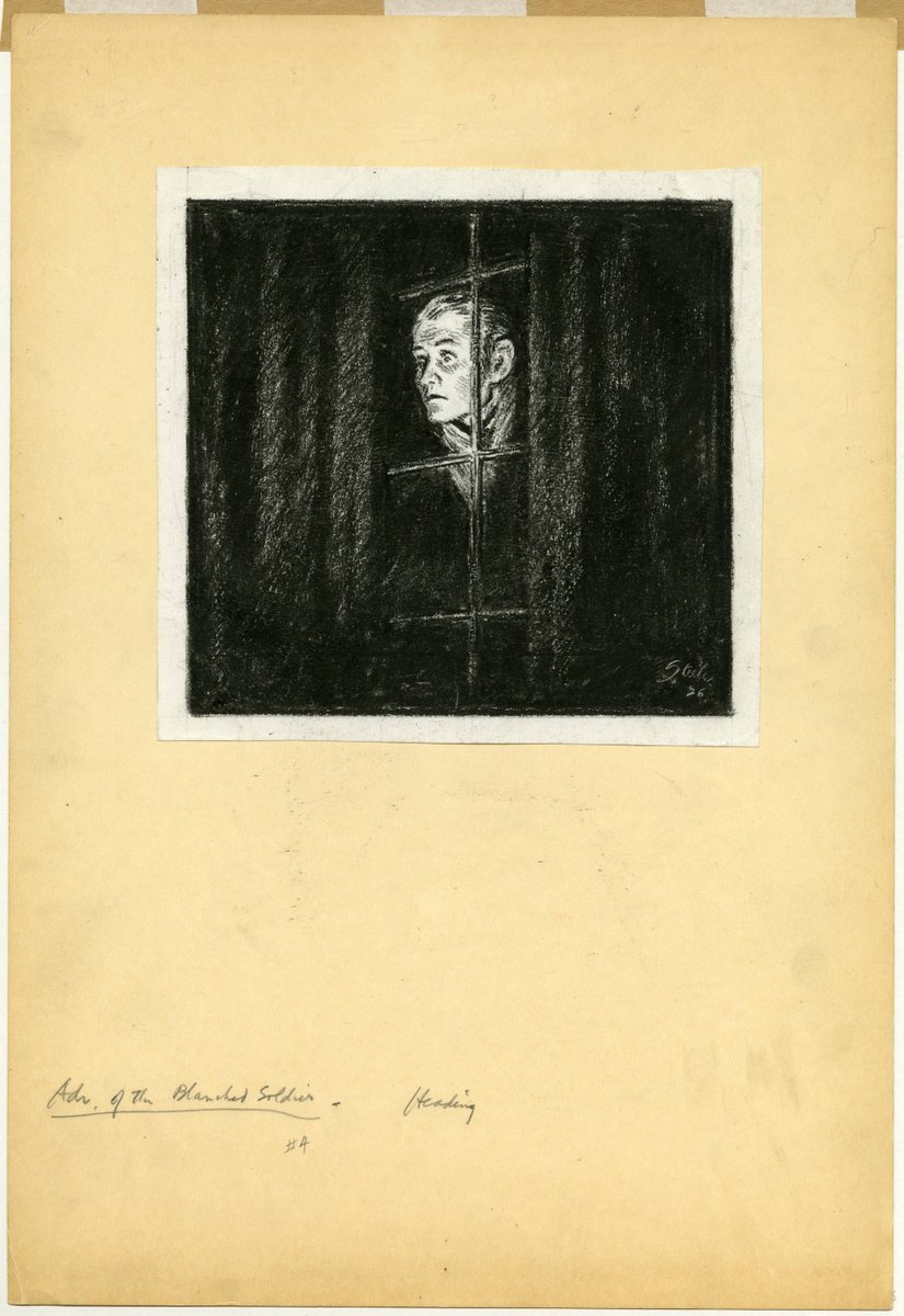 We'll start the week  @SherlockUMN  @umnlib w/ a more refined Steele illustration for "The Blanched Soldier" than his sketch posted weeks ago. This one dates from 1926 and appeared in Collier's. Still a haunted face. Watch & care for folks w/ such a look.  http://purl.umn.edu/99020 