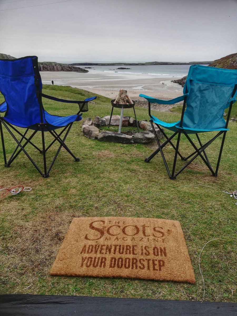 katterpatter's tweet photo. Wildcamping with style on a #NC500 roadtrip last weekend - or perhaps it doesn't count as wildcamping when you have chairs, a firepit and a proper doormat for your tent! #AdventureOnYourDoorstep https://t.co/Kzlla8mPjf