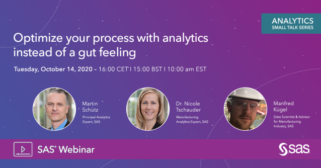 #Analytics can contribute a lot to process #manufacturing. It can really help to optimize business-critical goals like yield, product quality, throughput, and energy consumption. Tune in on October 14 16:00 CET I 15:00 BST I 10:00 AM EST. bit.ly/2HEBqnW
