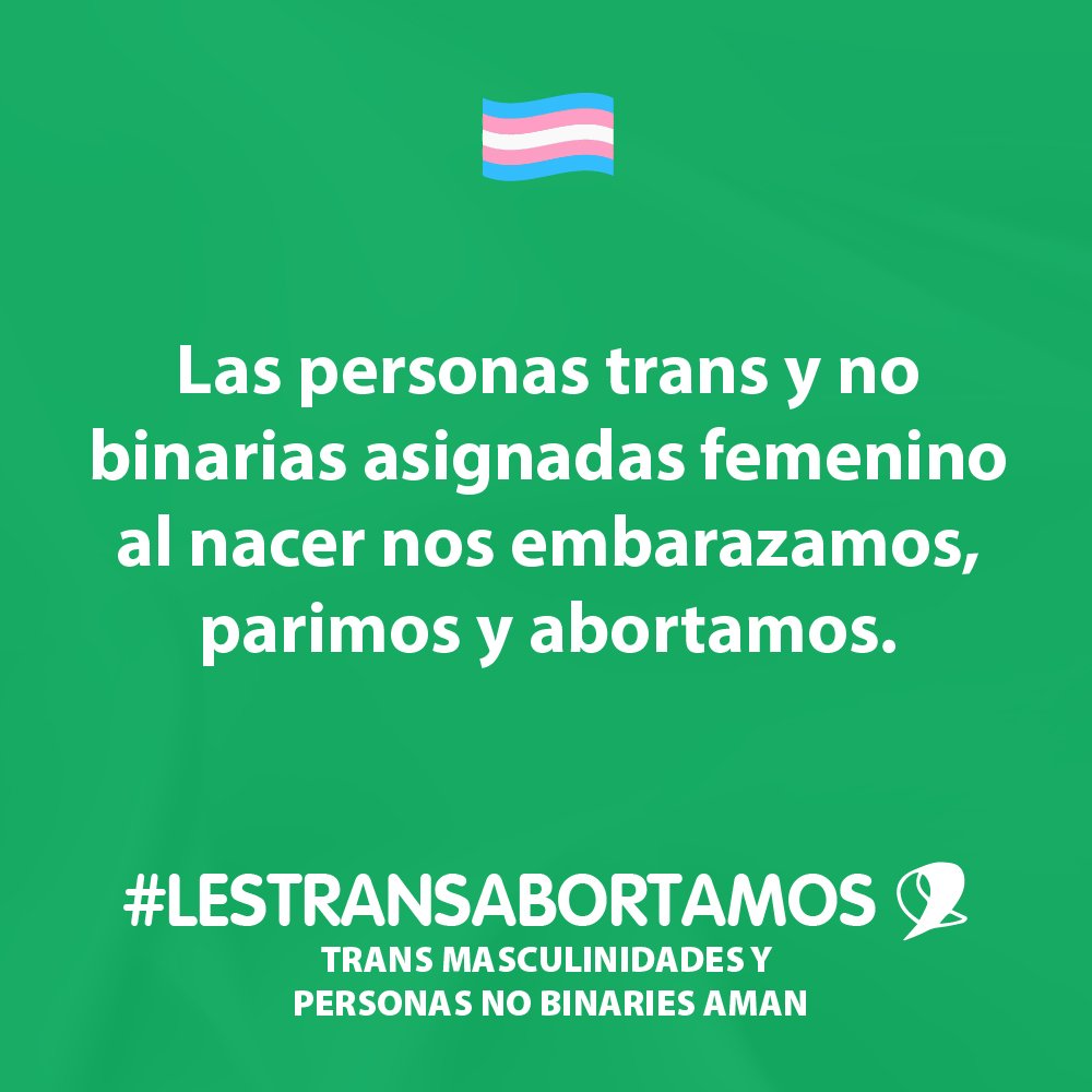 redcaht_oficial's tweet photo. Las personas trans y no binarias asignadas femenino al nacer nos embarazamos, parimos y abortamos y por lo tanto somos parte de la conversación por el aborto legal, seguro y gratuito.

#SeráLey #28S #LesTransAbortamos #REDCAHT https://t.co/BJ9nbbzDOX