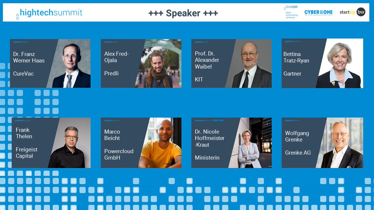bwcon_info's tweet photo. Die Top-Speaker des Hightech Summit 2020! Sie möchten einen der Vortragenden gerne sehen und hören? Dann melden Sie sich zum Event an 👉 https://t.co/EOz8iYhV13

#hightechsummit2020 https://t.co/1Zpczg0jj0