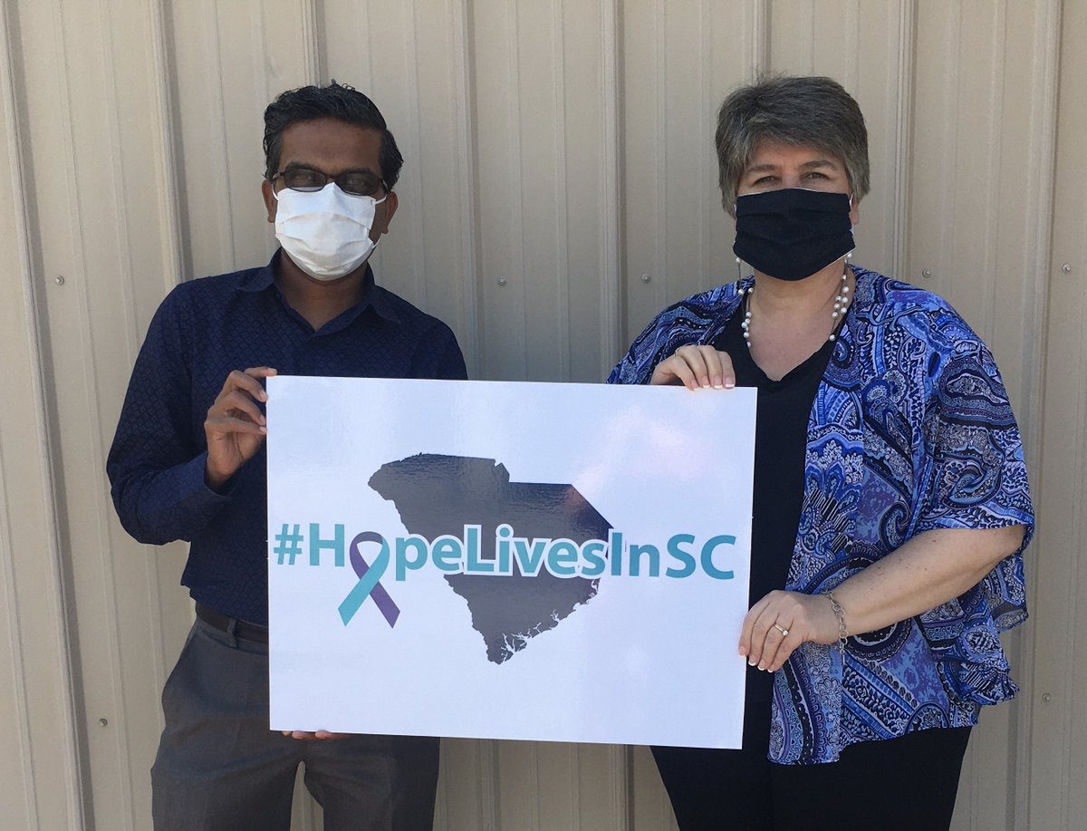 scdmh_osp's tweet photo. Mental Health Integration Coordinator Kristine Hobbs and Medical Director Dr. Ramkumar Jayagopalan of the @scmedicaid Quality through Technology and Innovation in Pediatrics believe #HopeLivesInSC! Thank you for your dedication to working toward a suicide-safer South Carolina! https://t.co/GcHy3dzGW5