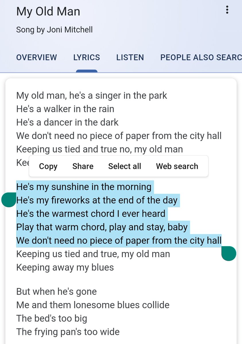 In the album, there& #39;s a song called "My Old Man", now here& #39;s the interesting part.
