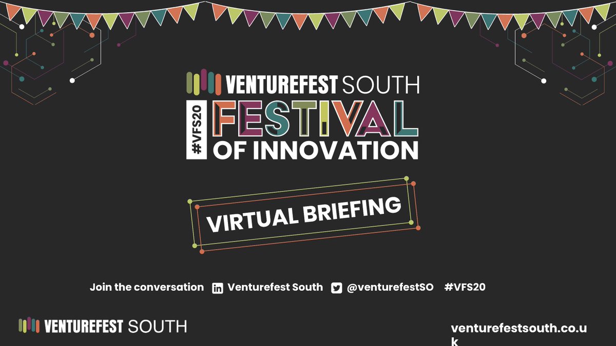SolentResearch's tweet photo. Join Venturefest South this Friday for a virtual briefing. This interactive showcase will explore all things innovation by bringing together a range of speakers and innovation advocates. Secure your ticket here: https://t.co/sLaVLxYd7k #VFS2020 @solentuni @SUS_Business https://t.co/lC5GYd3IIK