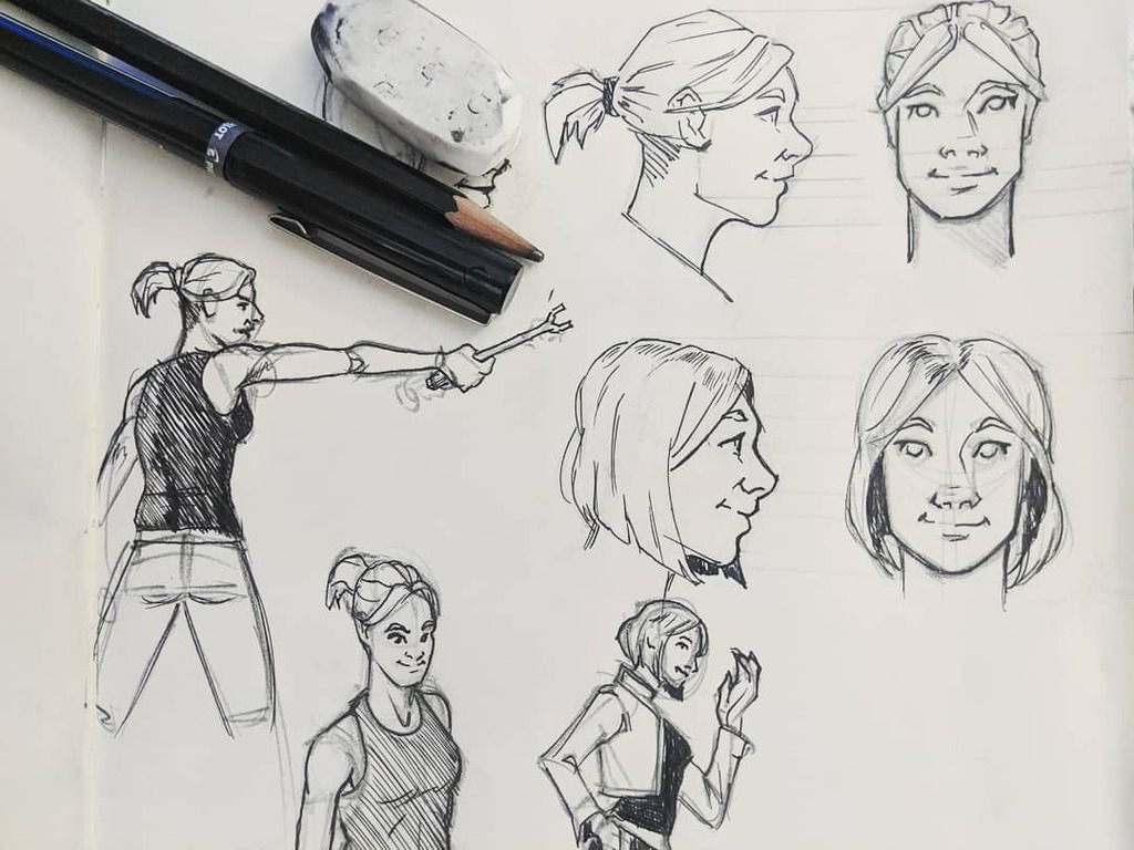 I literally can't layout any more pages until I've finalized another #originalcharacter . I've got some name ideas-

#makingcomics #characterdesign #characterart #sketchbook #visualdevelopment  #oc #drawingmyoc