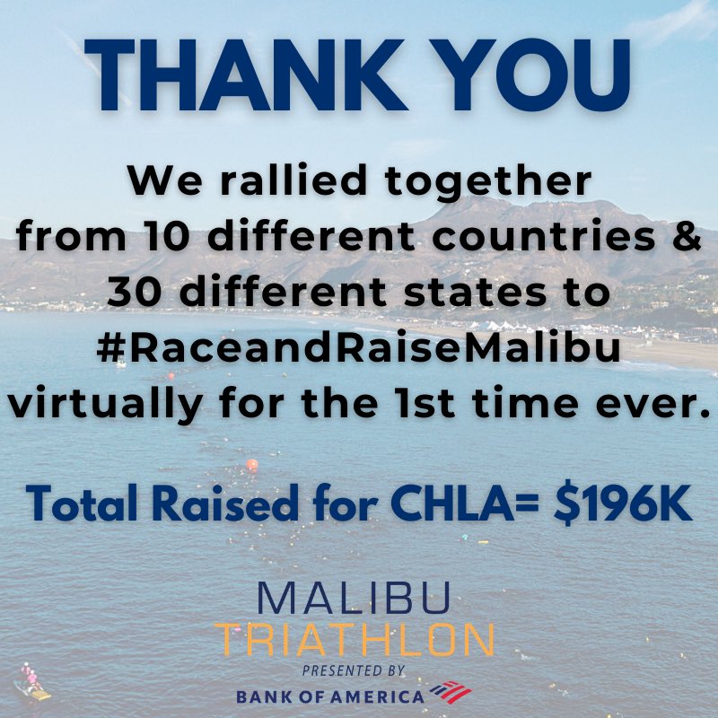 The amount of energy, support &amp; determination shown this weekend by all of you was incredible. THANK YOU for coming together for @childrensla. Nothing can stop our #MalibuTri community 💪🏼👏🏼