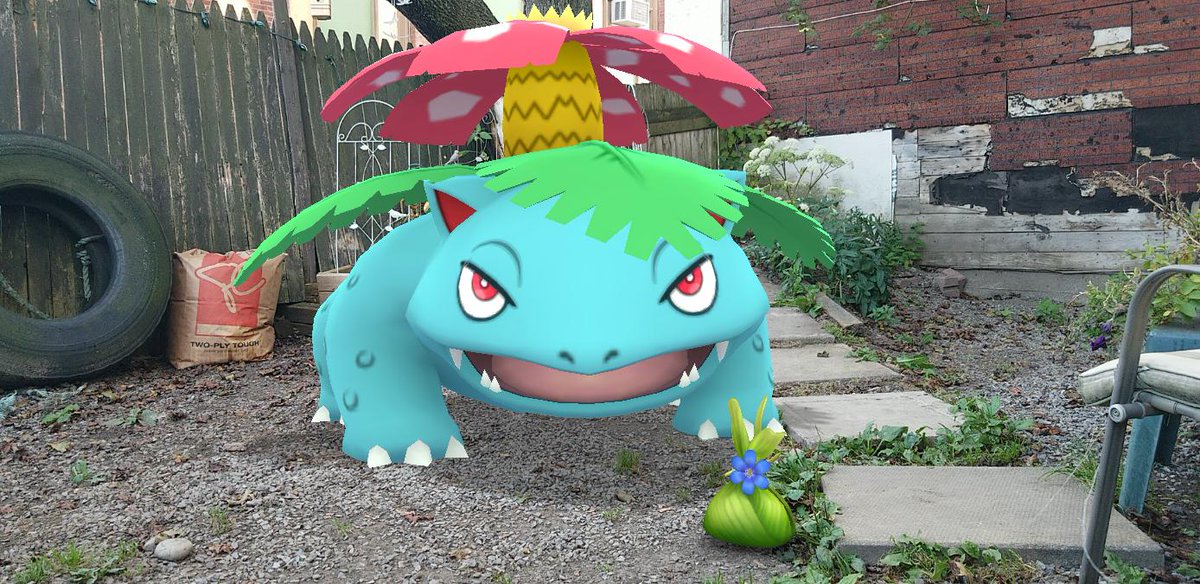 As Sprout and I were nearing Best  #PokemonGOBuddy rank, we continued our  #GOSnapshot quest to find nifty plantlife to snap pics at. The plants in this first pic definitely reminded me of the flower on  #Venusaur's back. #PokemonGO  #PokemonGOARplus