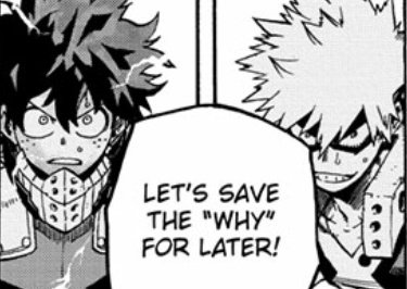 Prior to this battle, Bakugou probably did want to get back at shiggy for what happened at Kamino but that now obviously wasn& #39;t the ONLY reason, he stuck close to Deku the whole time and didn& #39;t complain when he was appointed to cover him.