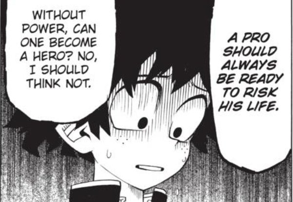 Deku’s habit of not thinking about himself may come from the bullying he endured, as well as being quirkless in a world where having a quirk is essential to being a hero despite dreaming to still be one.