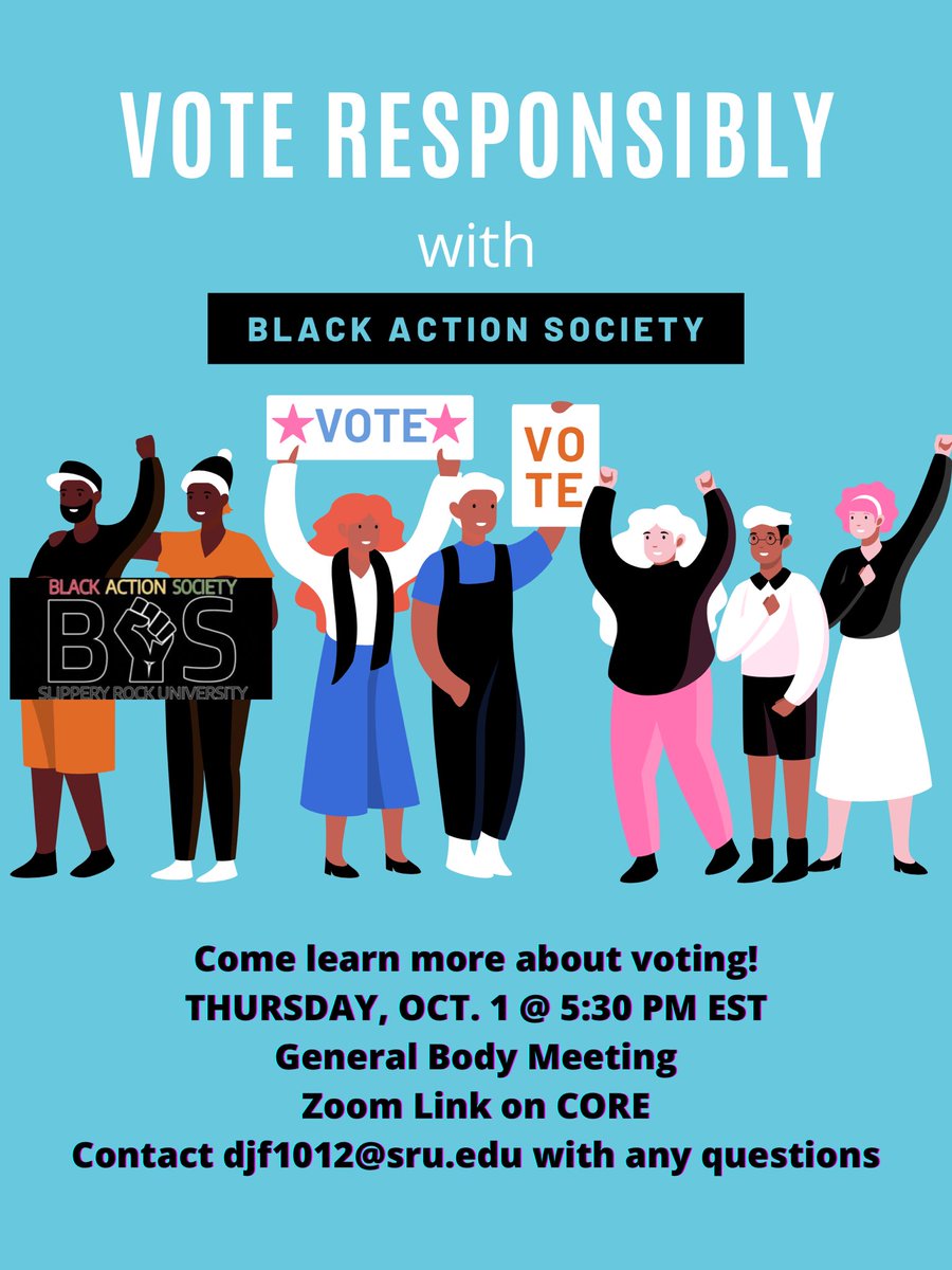 BAS wants you to let your voice be heard through your vote!✊🏿✊🏾✊🏽✊🏼 Come learn the true importance of voting and hear about all the resources available to you!🗣