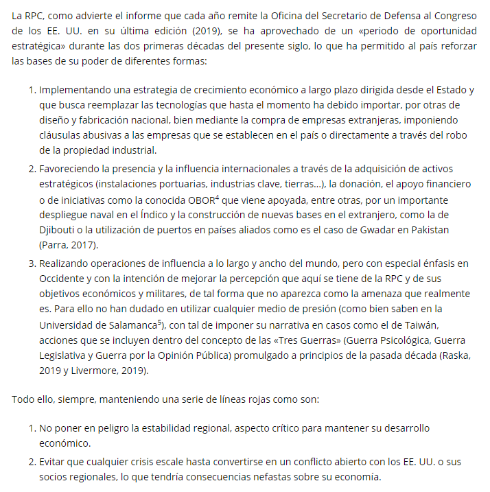 45) Sin embargo, también estas tienen un límite y no debemos olvidar nunca que el éxito chino se basa en buena parte en la contención, en no cruzar esas líneas rojas, como explicamos en su día  @will_pulido y un servidor: