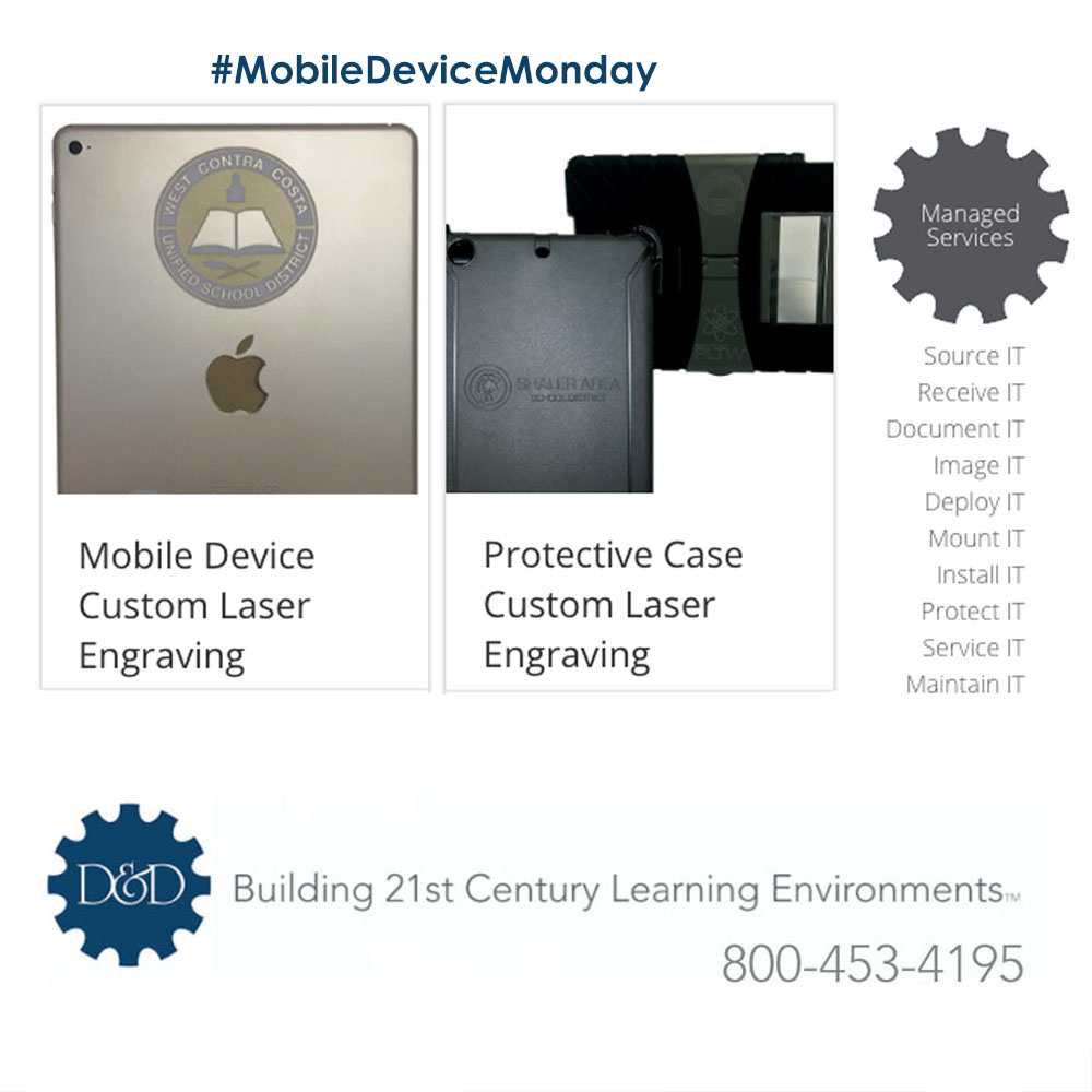 ddlearningspace's tweet photo. We provide our #education customers custom engraving their mobile devices & mobile device protective covers. A cost-effective way to identify your assets! Give us a call at 800-453-4195 and let us get your #studentdevices ready for #remotelearning #mobiledevicemonday https://t.co/sf3UUE2nK1