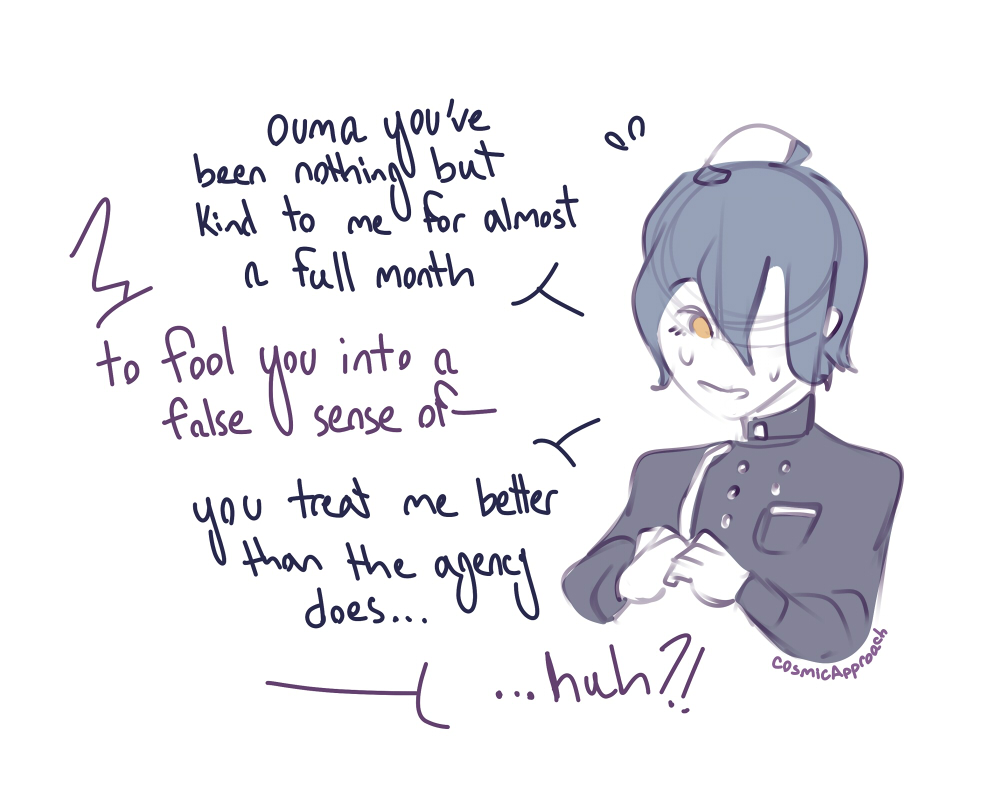 [overlord au] #NDRV3 ??
saihara, an overworked investigator at a hero agency is sent on an impossible mission to collect info on the demon overlord of netherworld; ouma kokichi! only to find that despite all his threats he's... pretty kind, actually? 