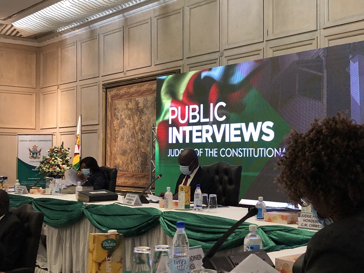 Newsbae's tweet photo. *Interviews: Judges of the Constitutional Court of Zimbabwe*
The Sixth Interview saw Mr Smart Mirirai go before the Panel led by the Chief Justice, Hon Luke Malaba.
#AccesstoJustice #JudgesInterviews
#AZimbabweinwhichworldclassjusticeprevails https://t.co/Ukl9dnybgk