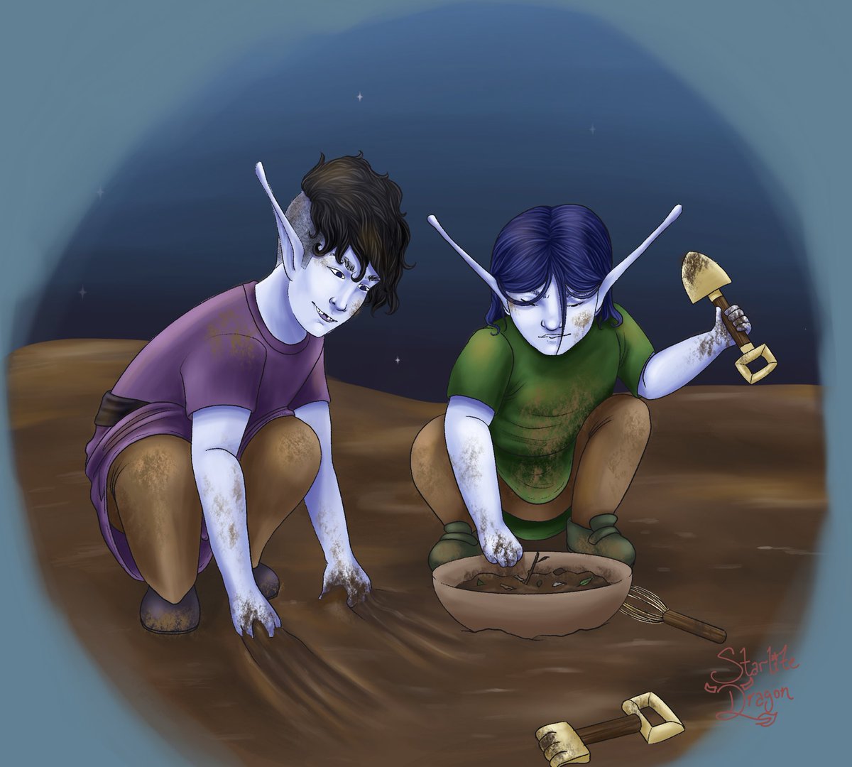 StarliteDragon's tweet photo. It’s the children #Ruatae ( #moonelf #fighter ) and his older brother Orion. Look at the messy babies. #dndcharacter #dndart #art #digitalart #dungeonsanddragons https://t.co/hiEvGjmP0U