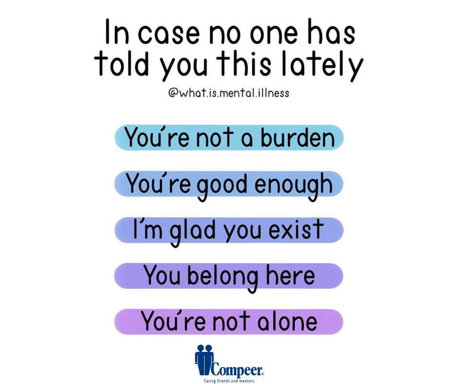 CompeerFriends's tweet image. Happy Monday! In case no one has told you this lately..

#SuicidePreventionMonth #Compeer #MentalHealth #CheckOnYourFriends #HealingPowerofFriendship