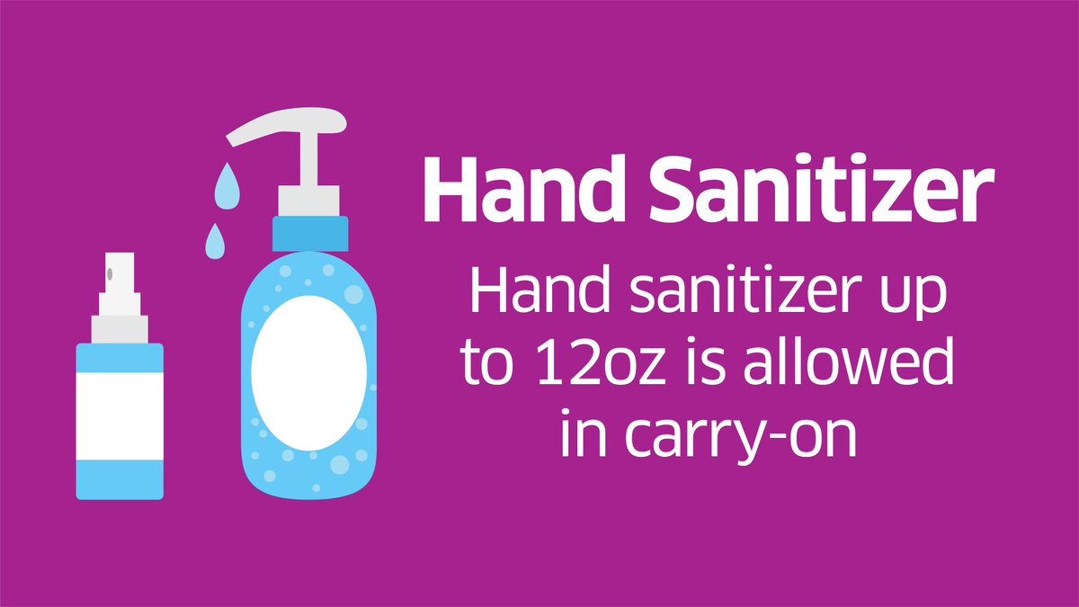 Hand Sanitizer with the words, "Hand sanitizer up to 12oz is allowed in carry-on"