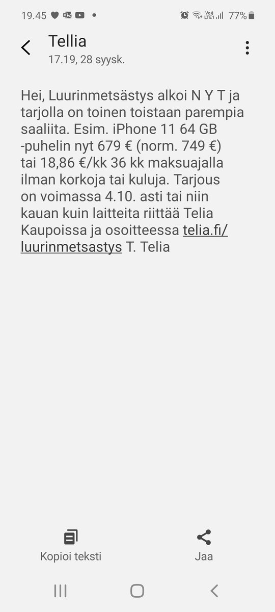 SirVesku's tweet photo. Hei @teliafinland, oletteko muuttaneet nimenne #Tellia vai onko tänä viesti "aito"? https://t.co/fRUTUwezO1