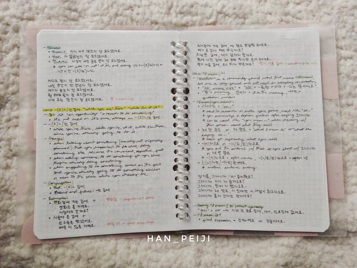 I don't like doing ~aesthetic~ notes lol I'm too lazy for that, I just want my notes to be clean and readable because I do refer to these often. I also don't copy things word for word, I just summarize them into bullet points so it's easier to look for things. Just one main pen,-