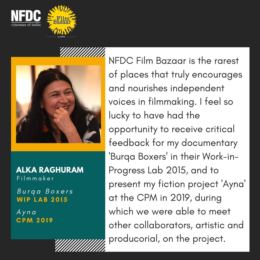 filmbazaarindia's tweet photo. Filmmaker #AlkaRaghuram's take on NFDC Film Bazaar and two of her films #BurqaBoxers &amp; #Ayna being part of Work-in-Progress #WIPLab &amp; Co-Production Market #CPM 👇

Reminder - Entries Open for #WIPLab2020 &amp; #CPM2020. More at https://t.co/67ZPNc9le5.

#NFDC #FilmBazaarOnline https://t.co/D0GBXFH5IK