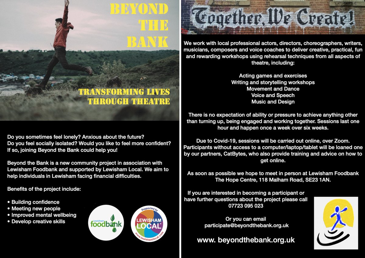 Thanks to the great organisations in Lewisham signposting/promoting Beyond the Bank to their clients! Thrilled to be getting our first participants signed up to our workshops. If you work with adults facing poverty and financial struggles please get in touch #creativenourishment